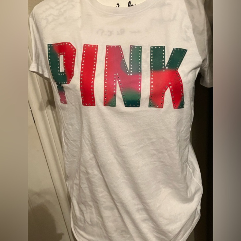 VS PINK Short Sleeve Bling T- Shirt Medium